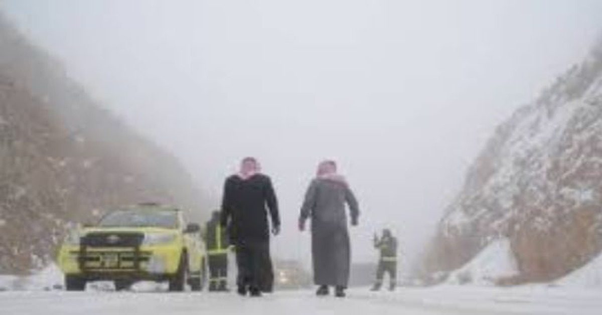 snow fall in saudi